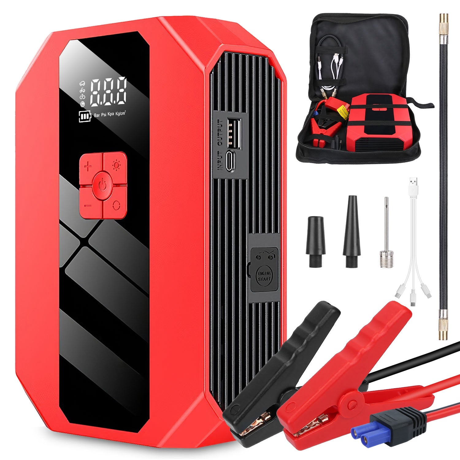 Fixora 4-in-1 Portable Car Jump Starter & Tire Inflator - Emergency Car Power Kit